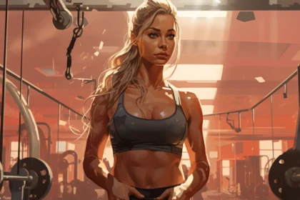 burnbionix-drawing-blonde-fitness-trainer-at-gym